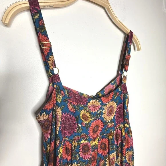 Natural Life Sunflower Print Maxi Dress Blue Yellow Pink Boho Festival S - Picture 4 of 9